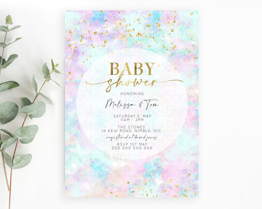 Editable Pastel Baby Shower Invitation Rainbow Baby Shower Invitation Colorf