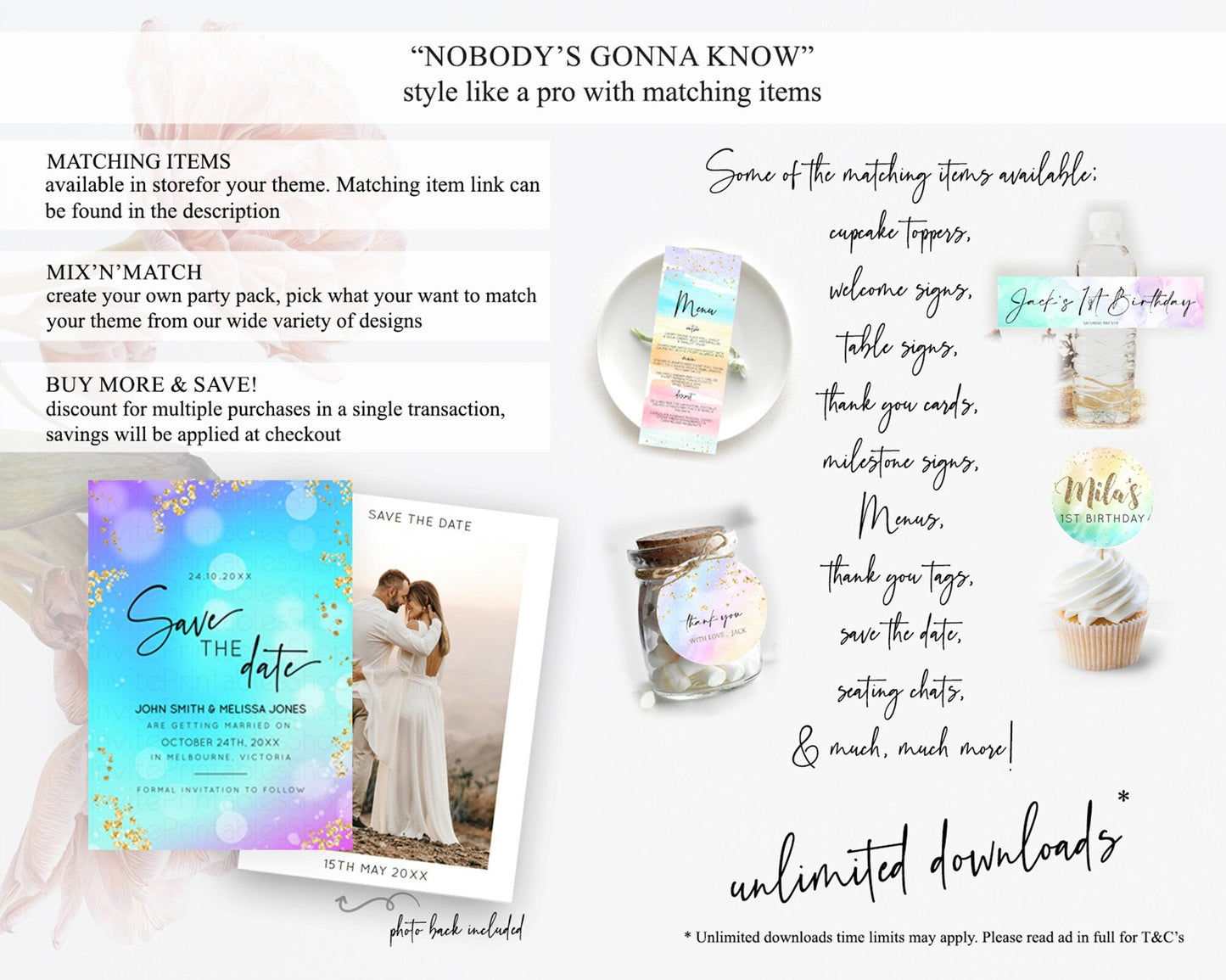 Mermaid Save The Date Template Colorful Pastel Mermaid Under The Sea Pool Party For 1st Birthday Baptism Baby Shower Bridal Shower D10573