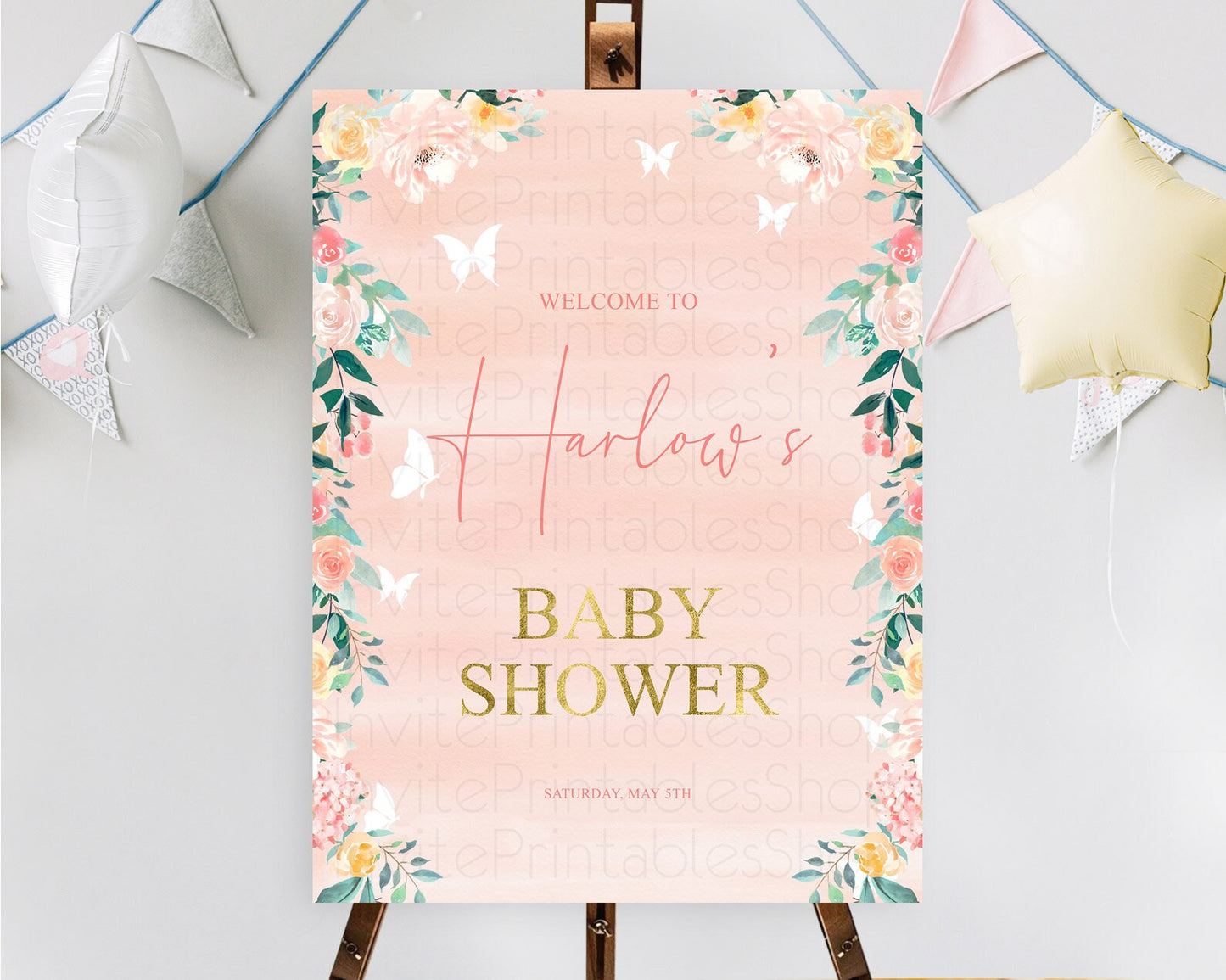 Secret Garden Baby Shower Welcome Sign Wildflower Welcome Board Pastel Flower Garden Welcome Poster Boho Wildflower Welcome Sign D10245