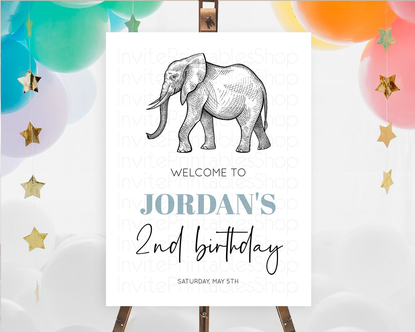 Editable Elephant Welcome Sign Elephant Welcome Board Elephant Party Welcome