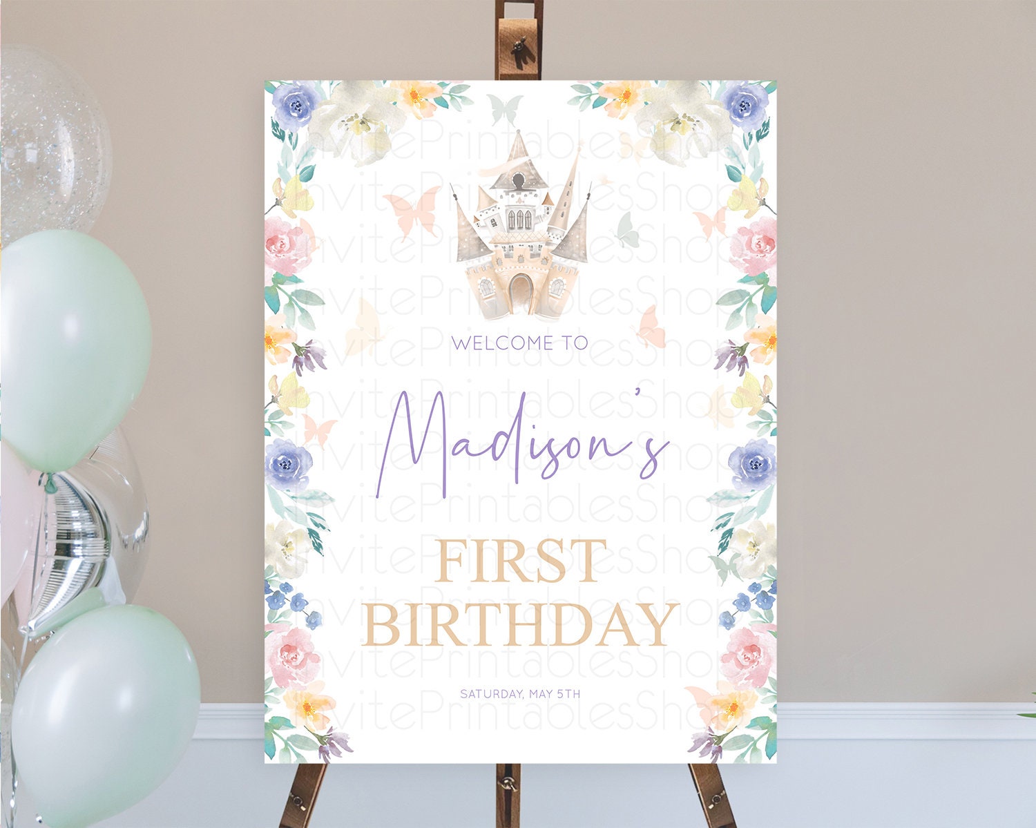 Editable Princess Birthday Welcome Sign Castle Welcome Board Secret Garden E