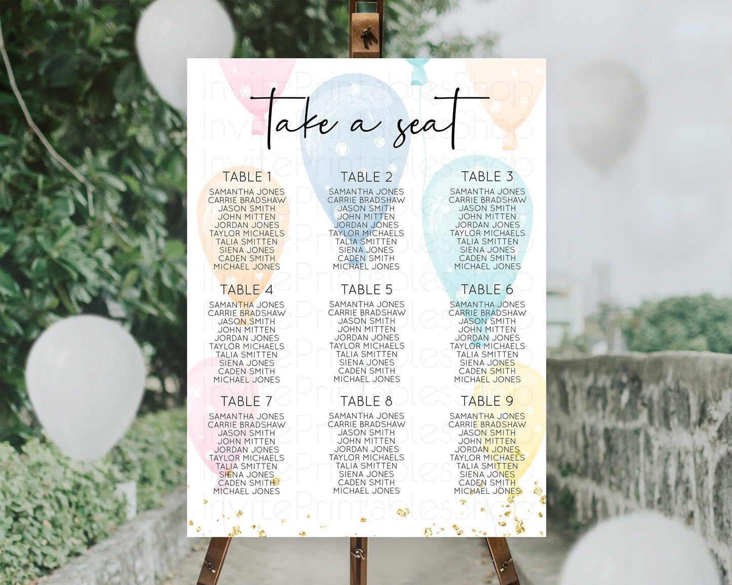 Balloon Seating Chart Pastel Seating Chart Pastel Balloon Seating Sign Colorful Pastel Rainbow Balloon Seating Board Balloon Decor D10776