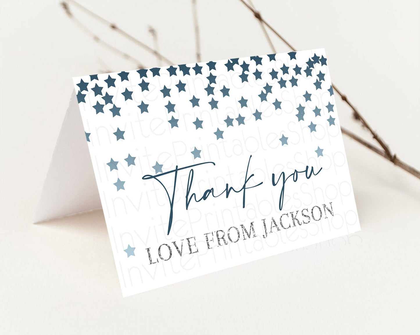 Star Thank You Card Pastel Stars Thank You Shooting Star Rainbow Colorful Confetti Twinkle Little Star Birthday Teacher Thank You D10308