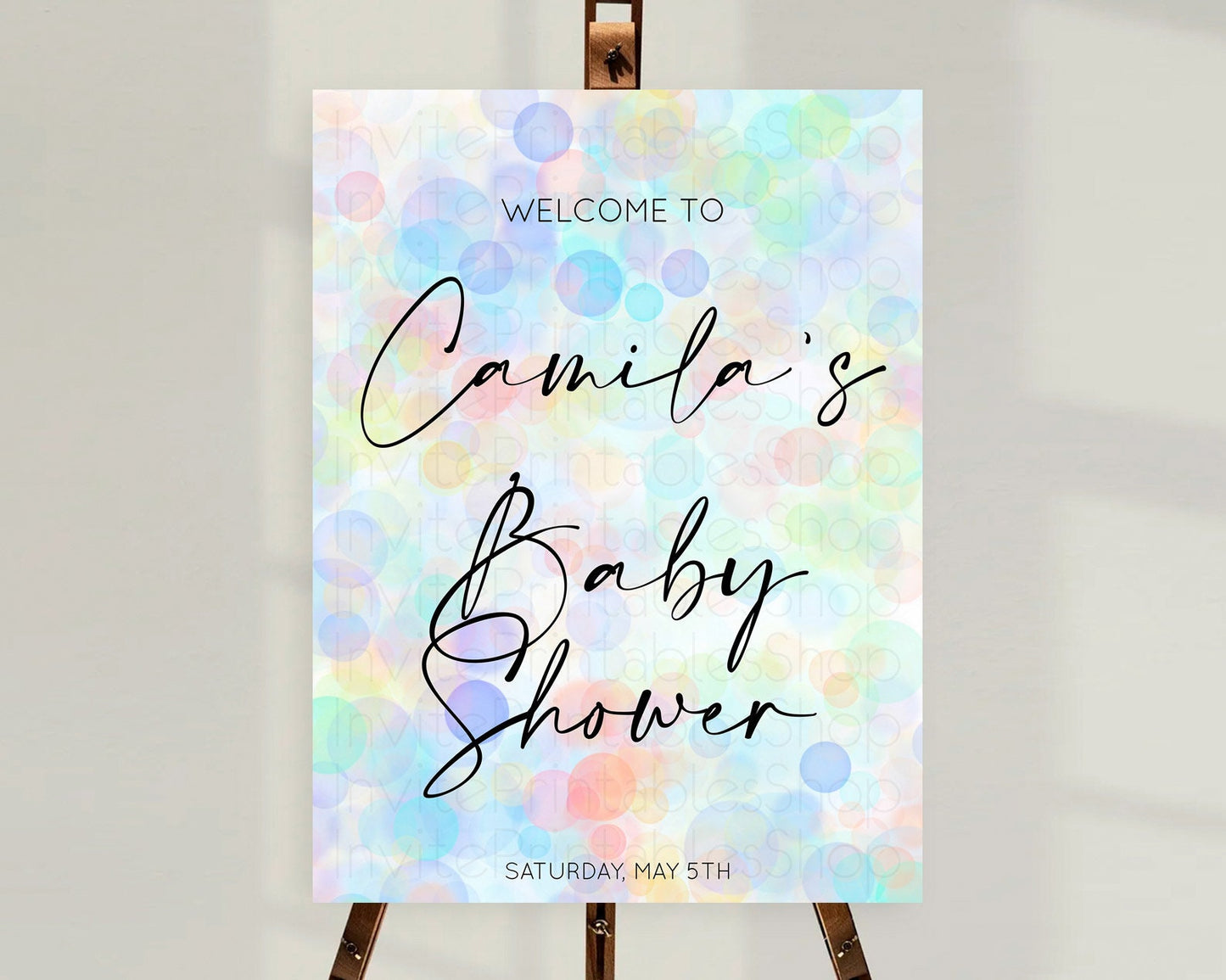 Pastel Baby Shower Welcome Sign Bubble Bath Baby Shower Party Rainbow Welcome Board Pastel Bubbles Colorful Confetti Welcome Poster D10446