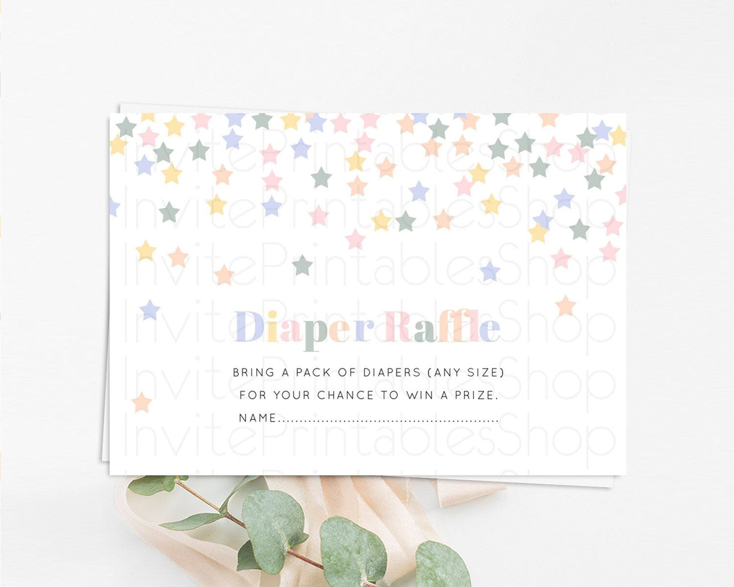 Pastel Star Diaper Raffle Card Shooting Star Diaper Raffle Insert Twinkle Little Star Diaper Ticket Rainbow Confetti Raffle Game D10795