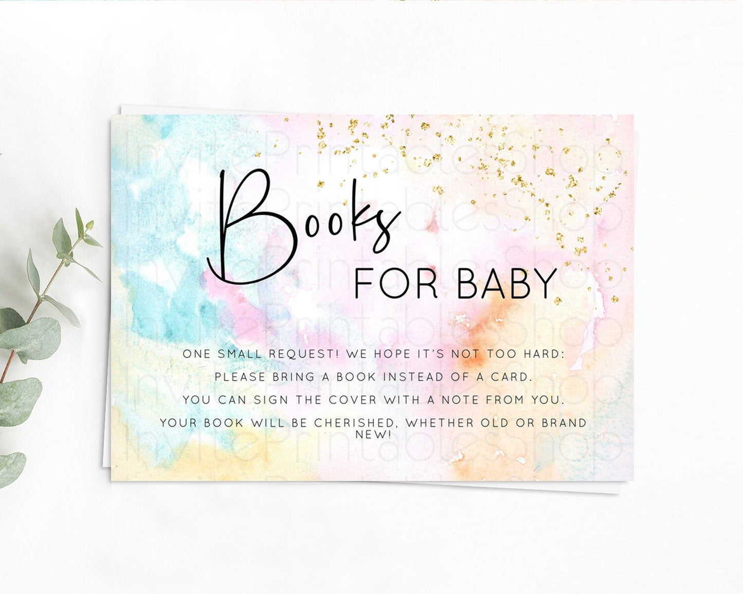 Pastel Books For Baby Card Pastel Rainbow Book Insert Colorful Ombre Watercolor Book Card Confetti Glitter Baby Book Poem Request D10548