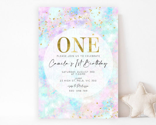 Editable Rainbow Birthday Invitation Colorful Pastel Watercolor Invitation G
