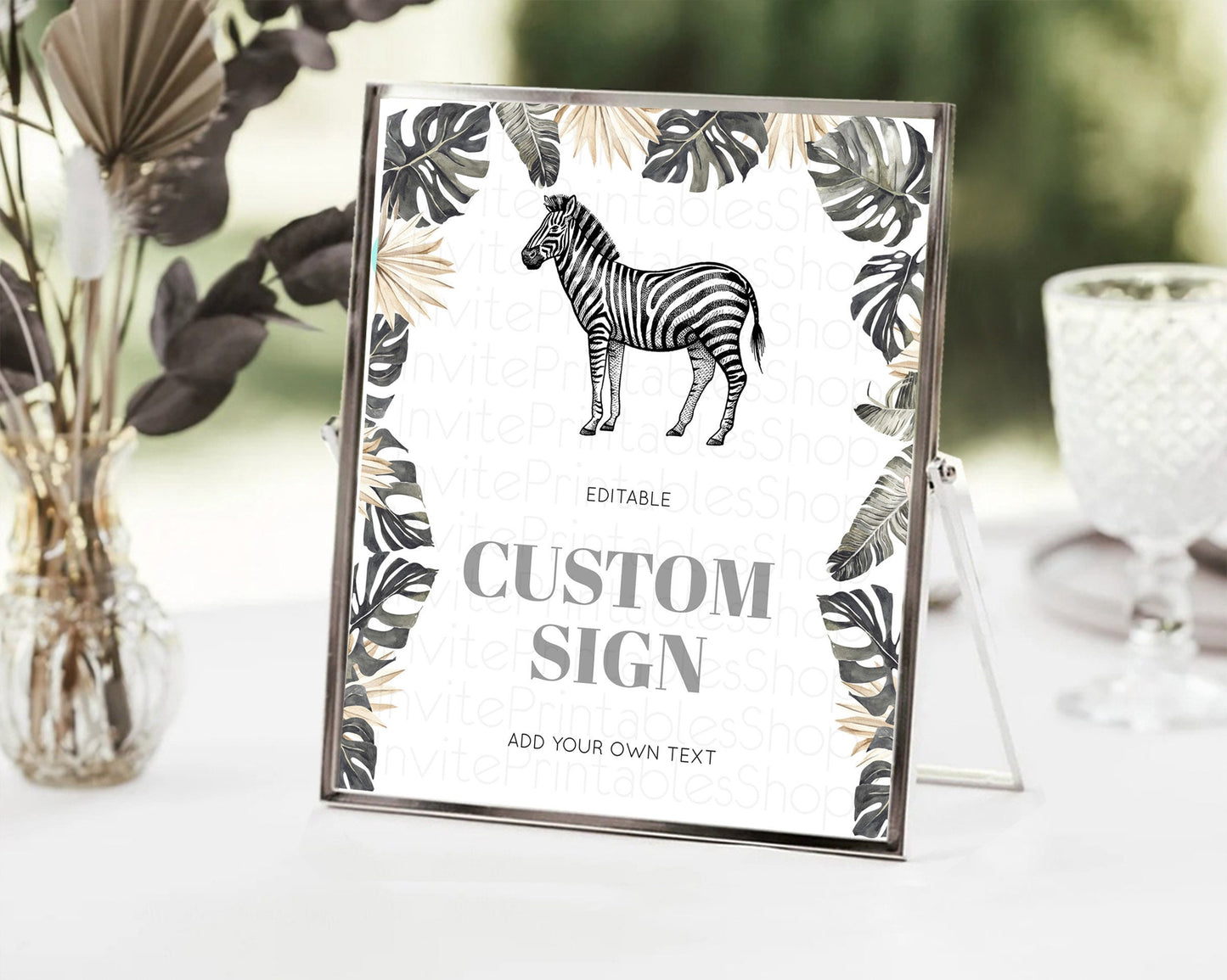 Zebra Sign Zebra Table Sign Decor Zebra Party Sign Template Safari Adventure Zebra Minimal Theme 1st Birthday Baptism Baby Shower D10824