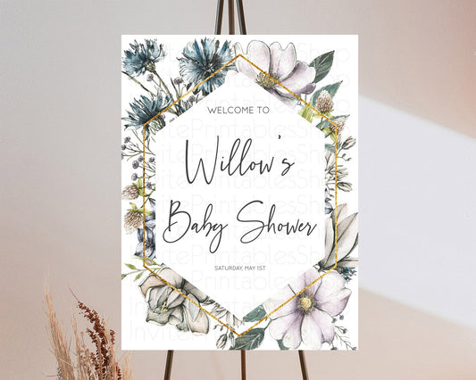 Editable Secret Garden Baby Shower Welcome Sign Wildflower Welcome Board Pas