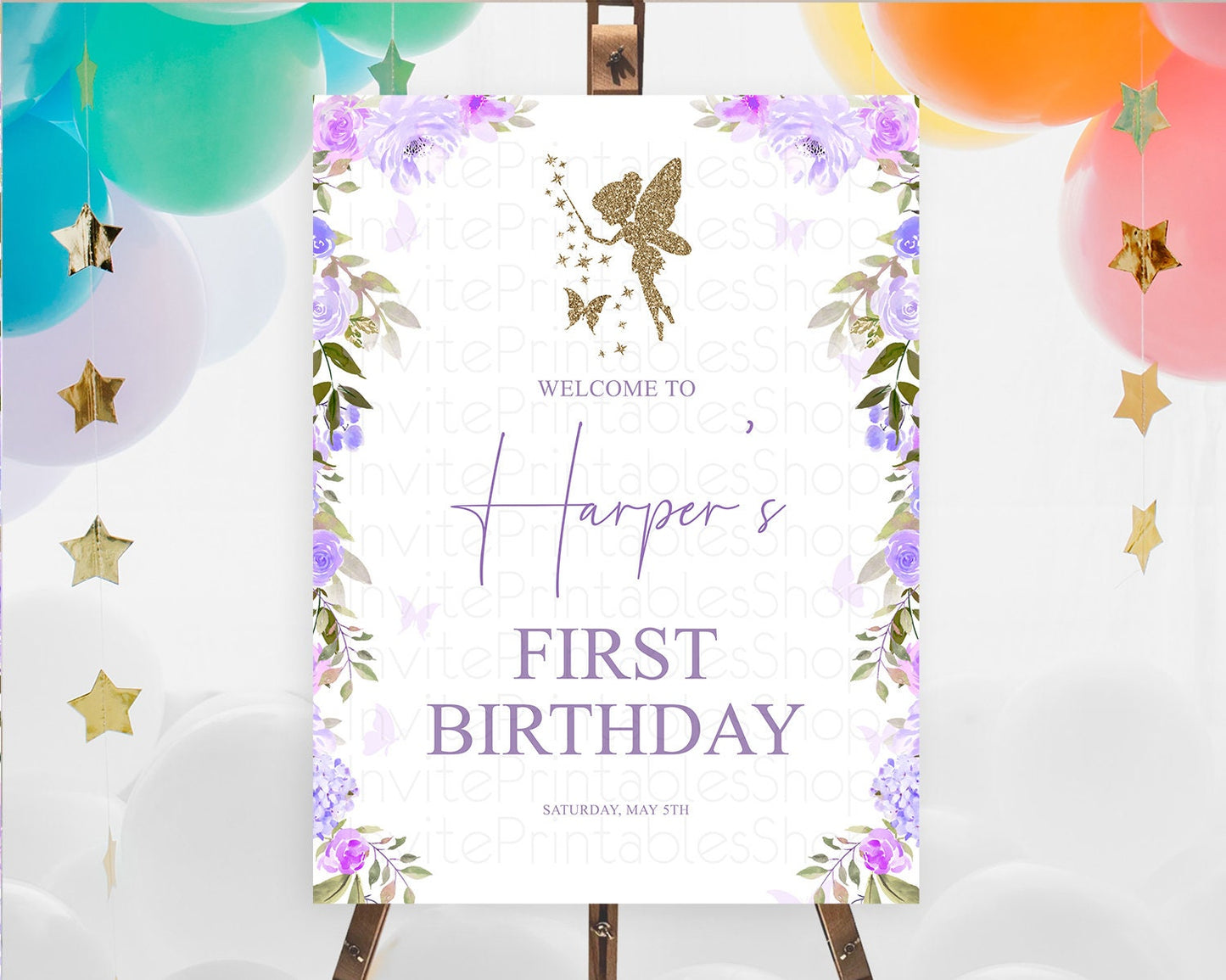 Fairy Welcome Sign Fairy Welcome Board Enchanted Garden Pastel Floral Butterfly Décor Secret Garden First Birthday Welcome Sign D10910