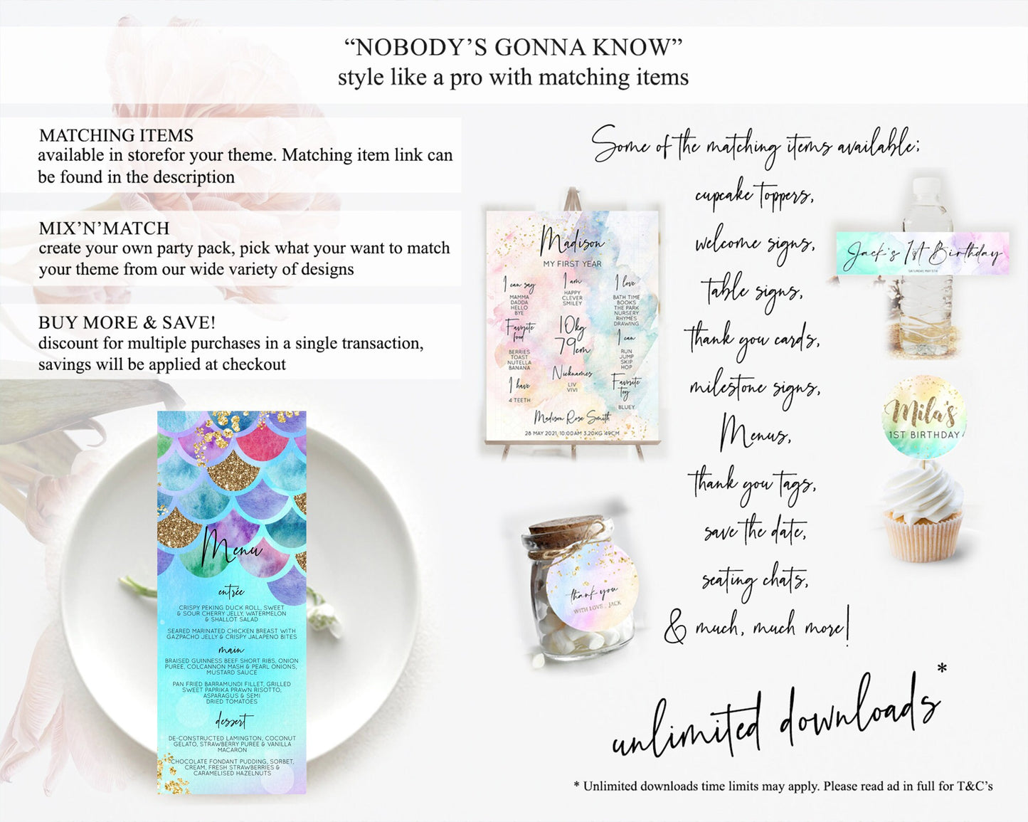 Rainbow Fish Menu Template Rainbow Fish Menu Watercolor Mermaid Décor Rainbow Under Sea Pastel Dinner Dessert Menu Rainbow Food Menu D10581