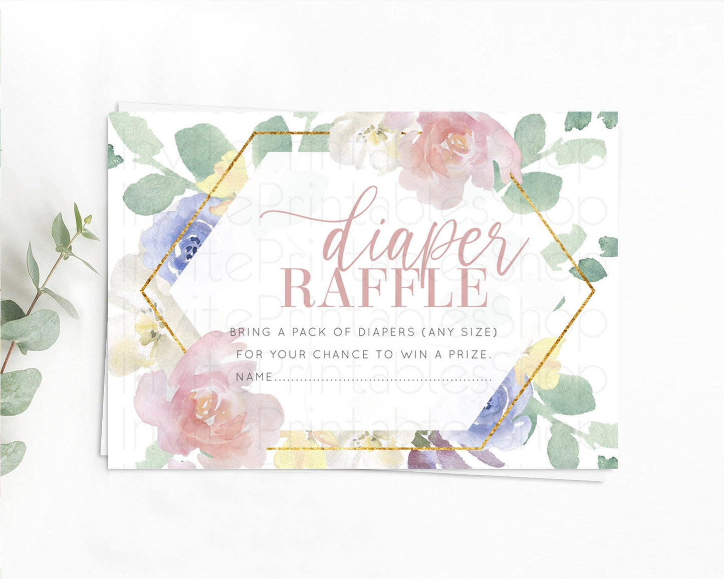 Secret Garden Diaper Raffle Card Boho Wildflower Diaper Raffle Insert Pastel Flower Garden Baby Shower Card Flower Raffle Game D10254