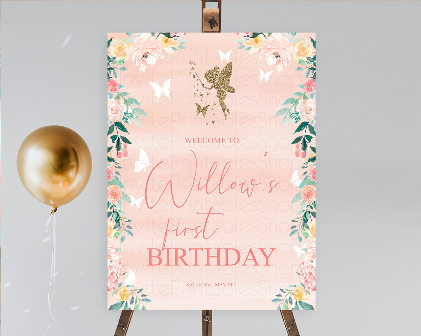 Fairy Welcome Sign Fairy Welcome Board Enchanted Garden Pastel Floral Butterfly Decor Secret Garden First Birthday Welcome Sign D10792