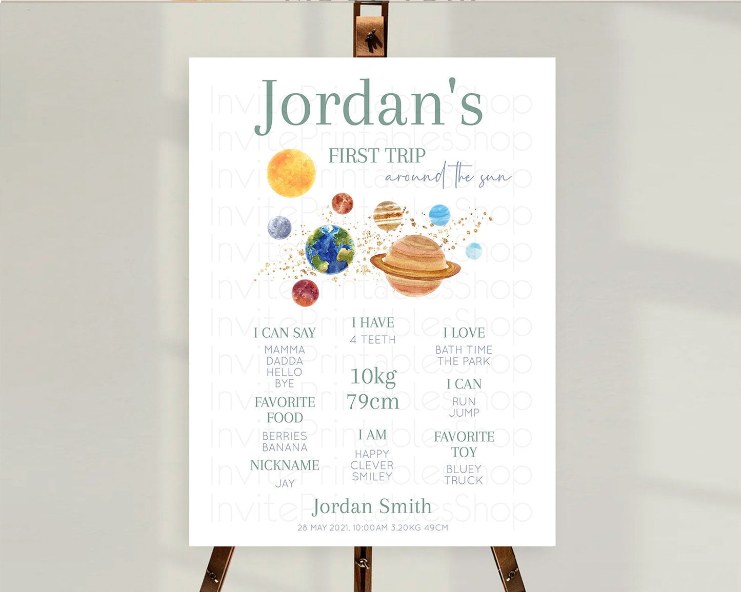 Editable Space First Birthday Milestone Poster Space Milestone Board First T