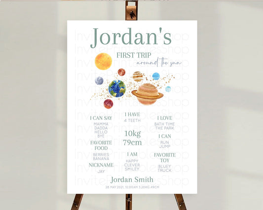 Editable Space First Birthday Milestone Poster Space Milestone Board First T