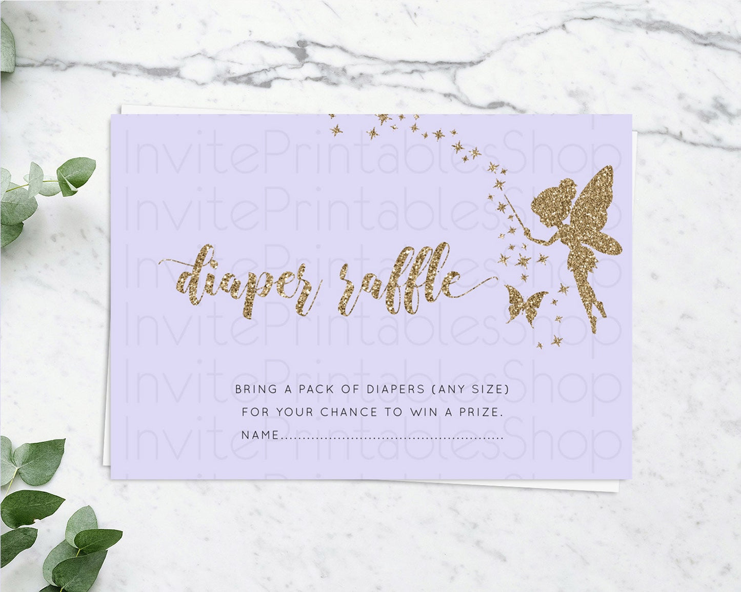 Editable Fairy Diaper Raffle Card Fairy Diaper Insert Enchanted Garden Fairy