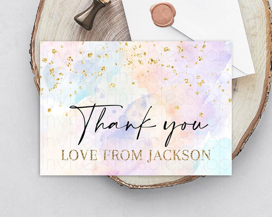 Pastel Thank You Rainbow Thank You Card Colorful Pastel Birthday Thank You Card Confetti Watercolor Pastel Teacher Thank You Cards D10605