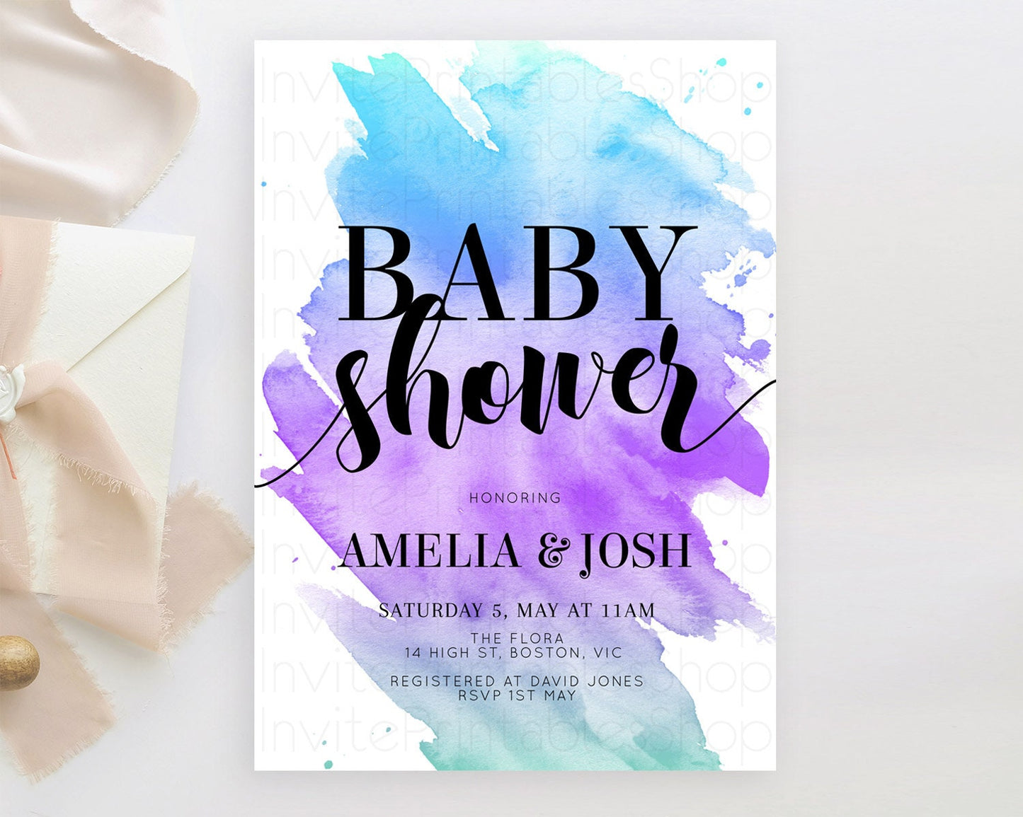 Editable Pastel Baby Shower Invitation Rainbow Baby Shower Invitation Colorf
