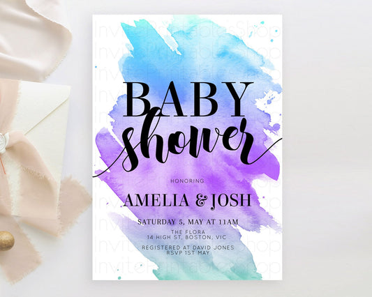 Editable Pastel Baby Shower Invitation Rainbow Baby Shower Invitation Colorf