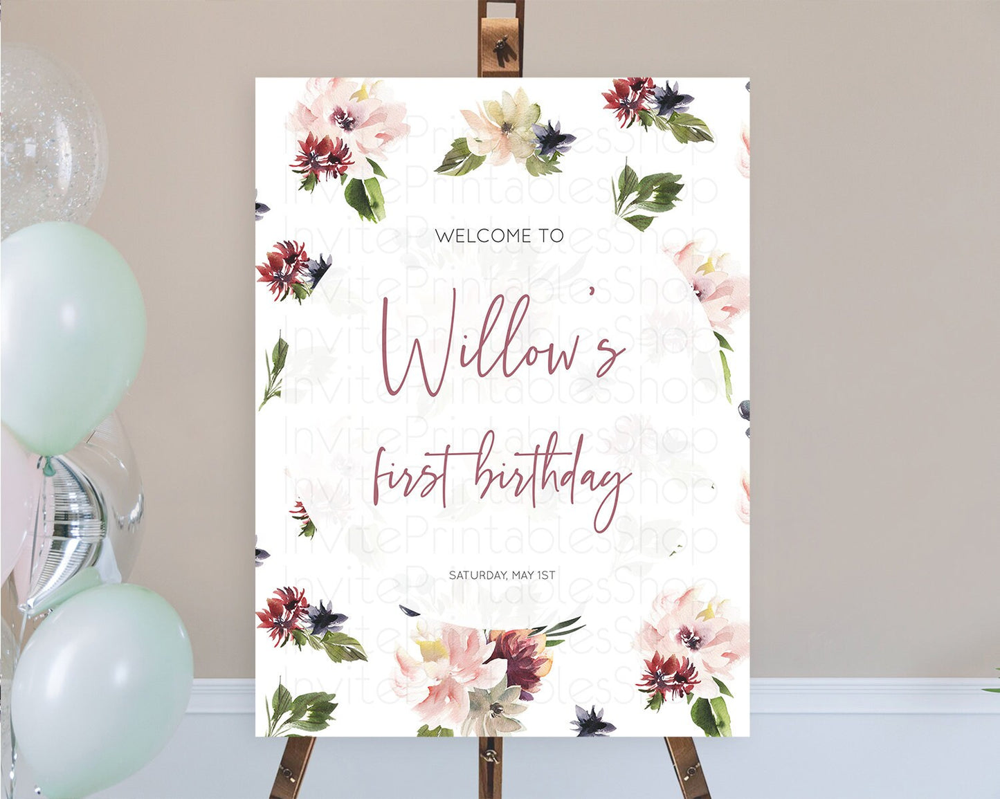 Secret Garden Welcome Sign Wildflower Welcome Board Pastel Flower Garden Welcome Poster Boho Wildflower First Birthday Welcome Sign D10538