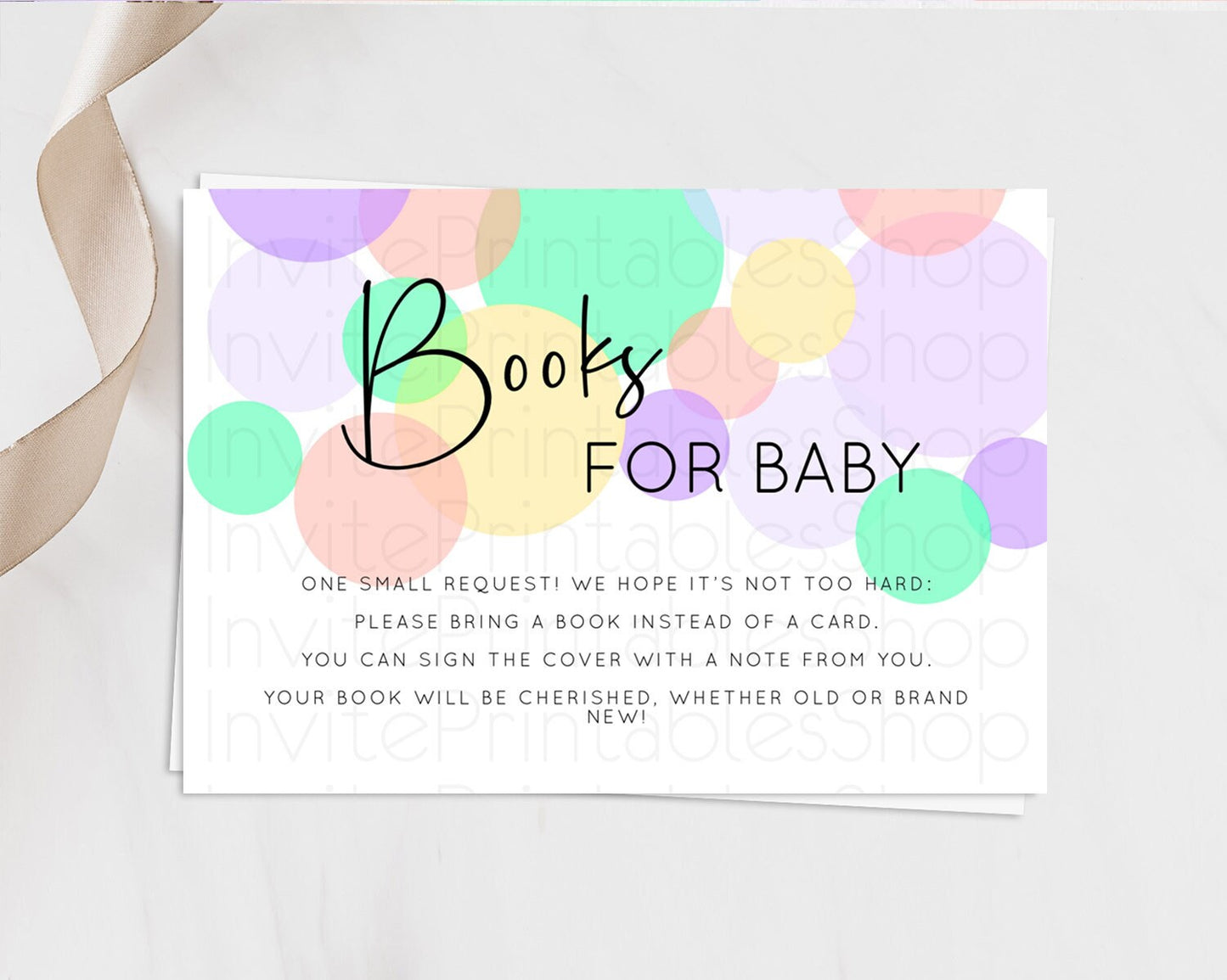 Rainbow Books For Baby Card Pastel Sprinkles Book Insert Pastel Rainbow Confetti Book Card Colorful Bubbles Pastel Book Poem Request D10380