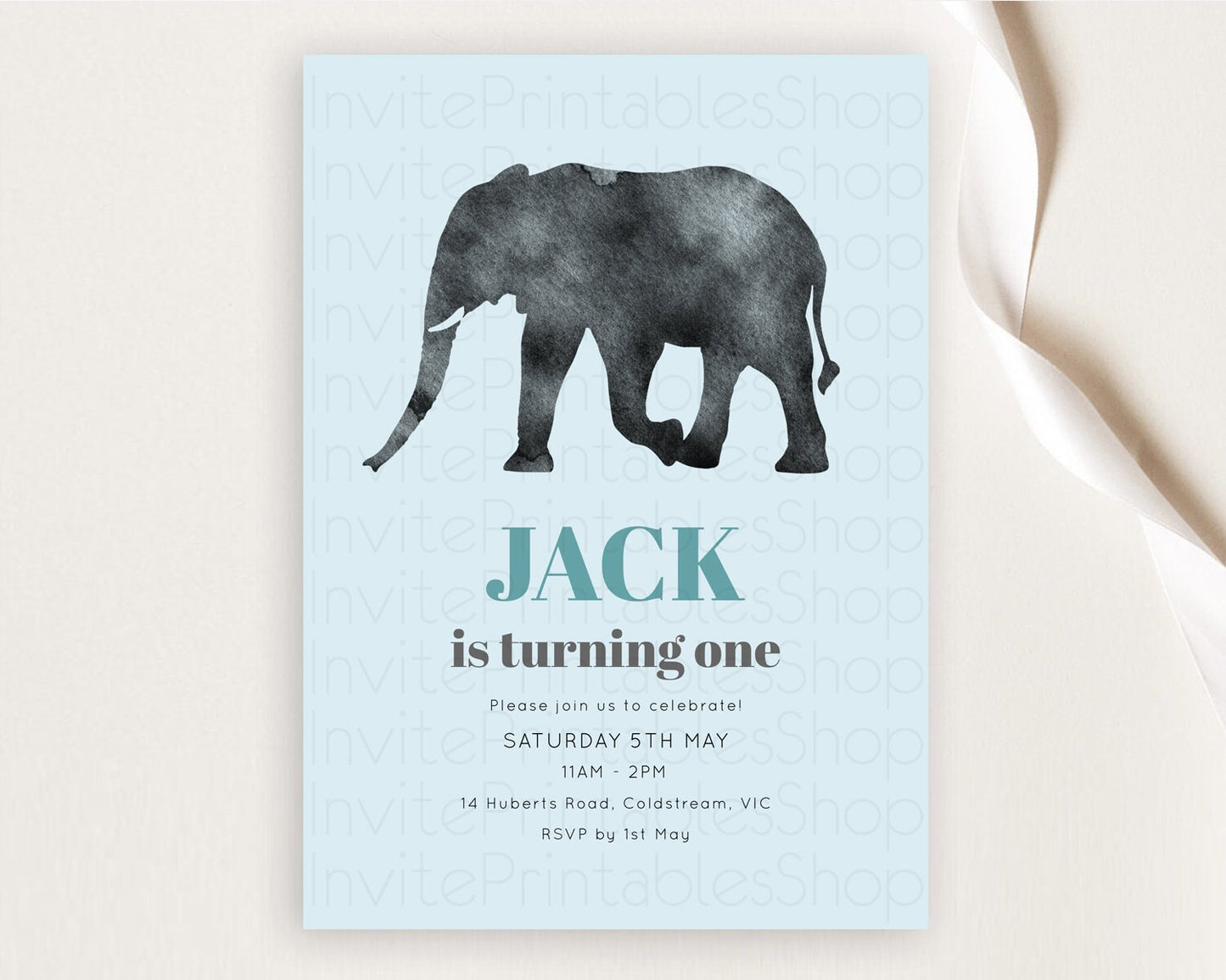 Elephant Birthday Invitation Elephant Invitation Elephant Birthday Safari Elephant Party TWO Wild ONE Jungle Adventure Zoo Birthday D10802