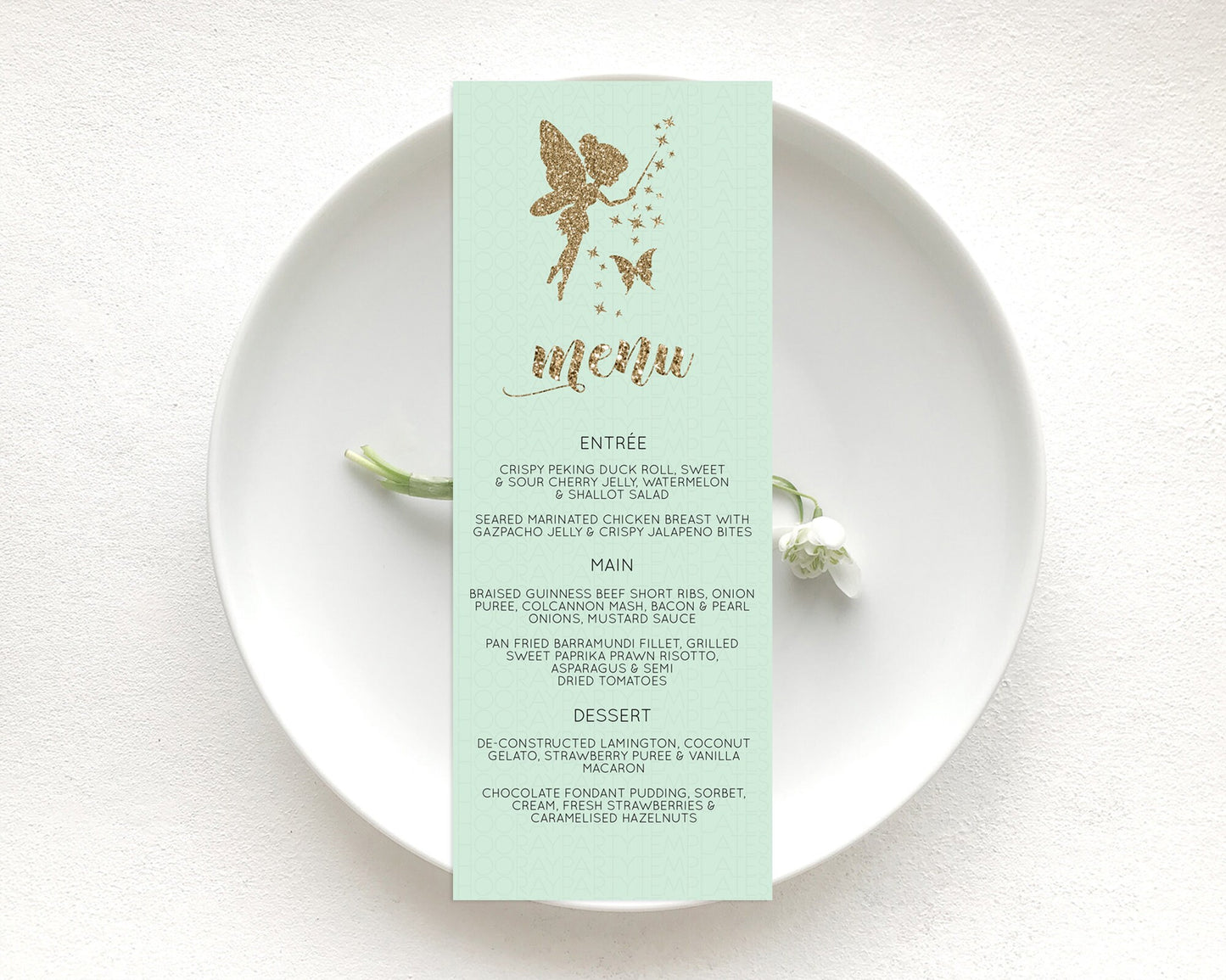 Fairy Menu Fairy Menu Template Enchanted Garden Pastel Floral Butterfly Table Décor Fairy Secret Garden Dinner Dessert Food Menu D10908