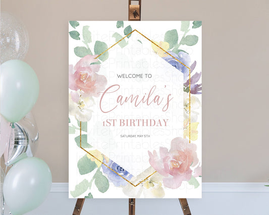 Secret Garden Welcome Sign Wildflower Welcome Board Pastel Flower Garden Welcome Poster Boho Wildflower First Birthday Welcome Sign D10254