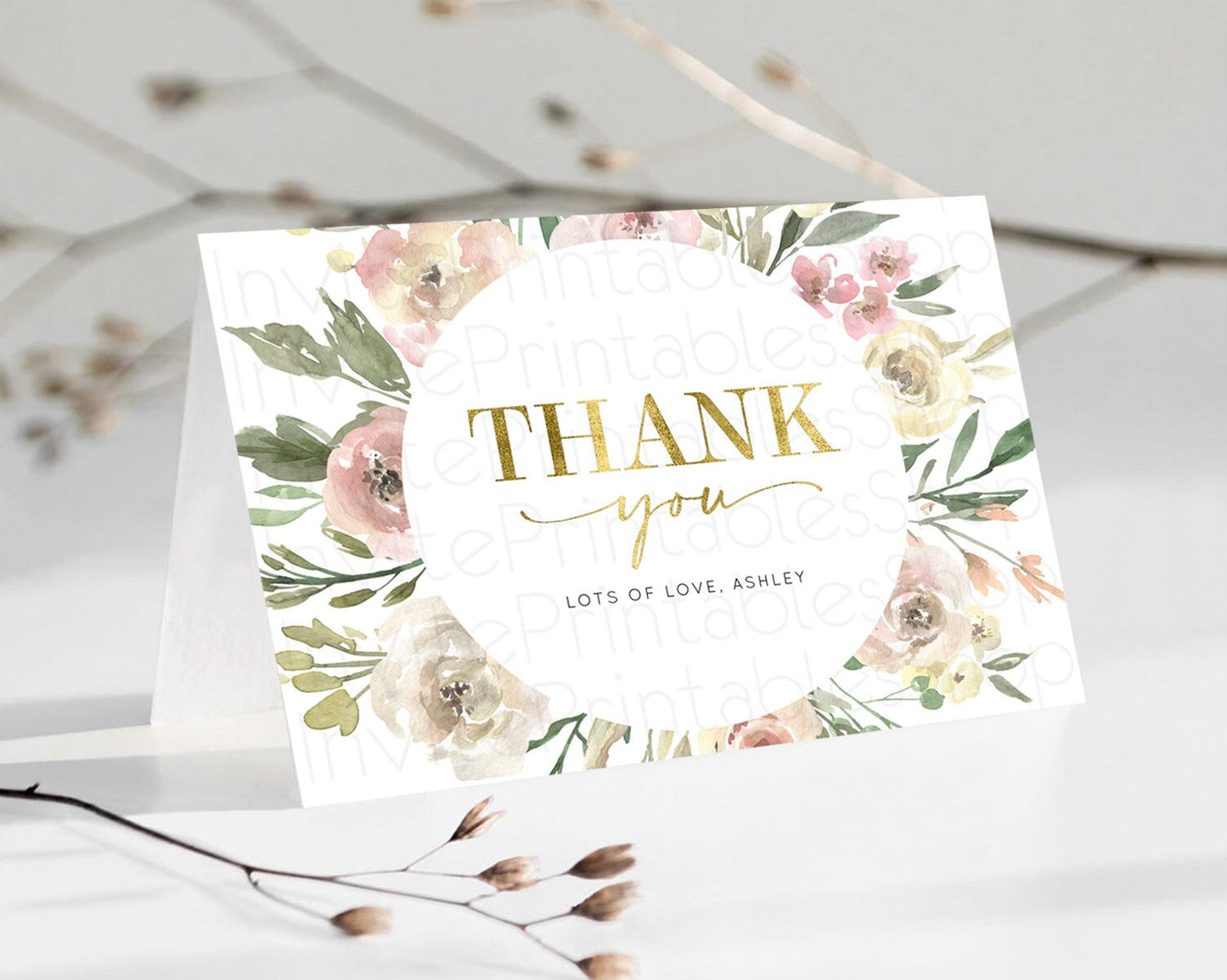 Secret Garden Thank You Wildflower Thank You Card Pastel Flower Garden Birthday Thank You Card Boho Floral Teacher Thank You Card D10202