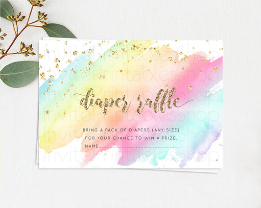 Editable Pastel Diaper Raffle Card Pastel Rainbow Diaper Raffle Insert Color