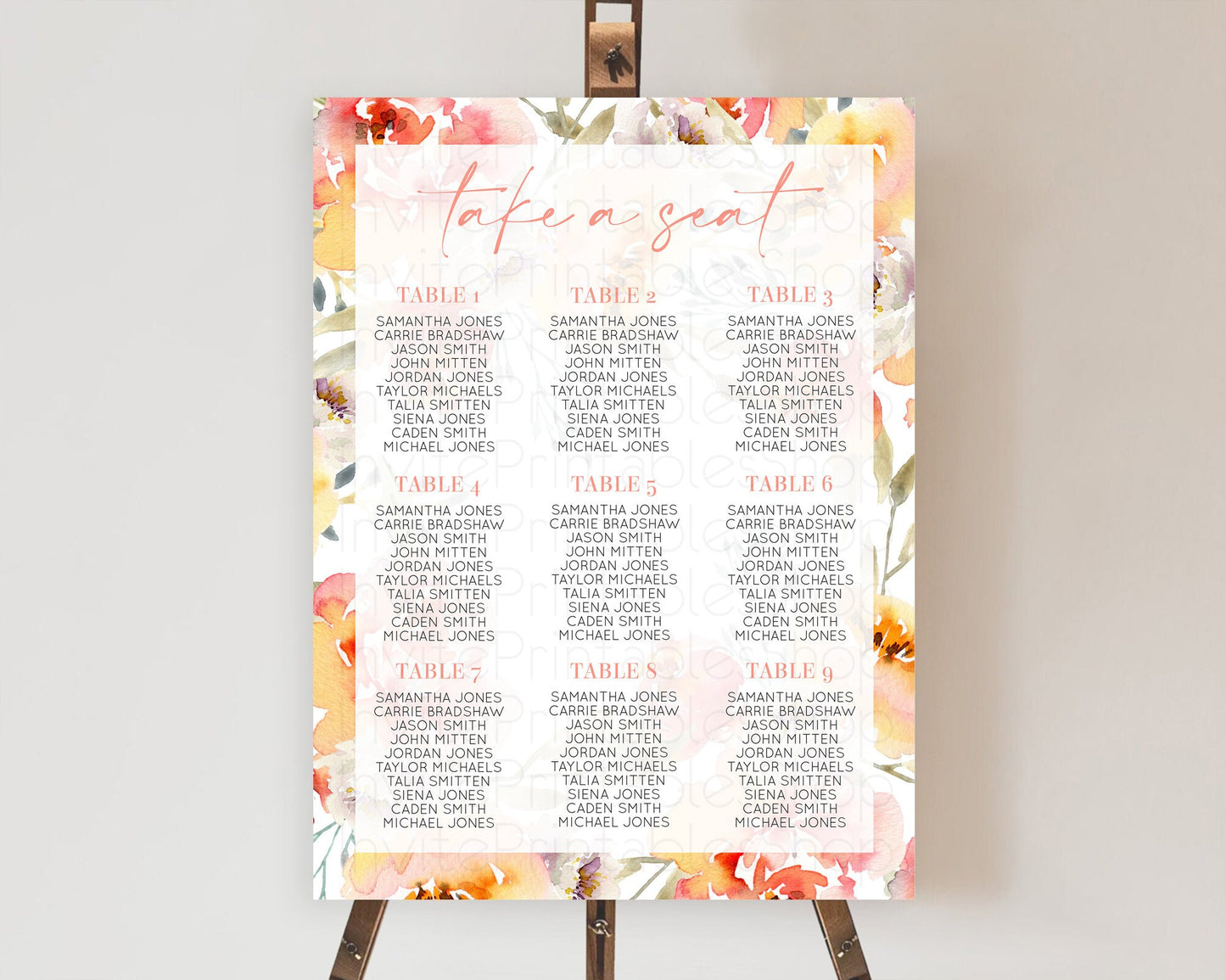 Secret Garden Seating Chart Wildflower Seating Chart Pastel Flowers Seating Chart Enchanted Garden Boho Floral Take A Seat Décor D10280