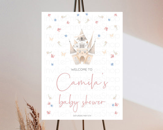 Editable Princess Baby Shower Welcome Sign Castle Welcome Board Secret Garde
