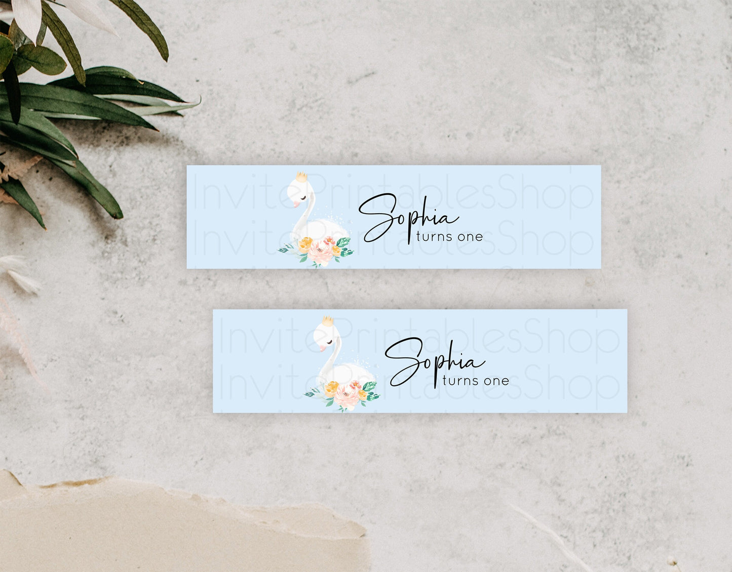 Swan Water Label Template Swan Princess Ballet Party Decor Enchanted Secret Garden Pastel Floral Birthday Baptism Baby Shower  D10903