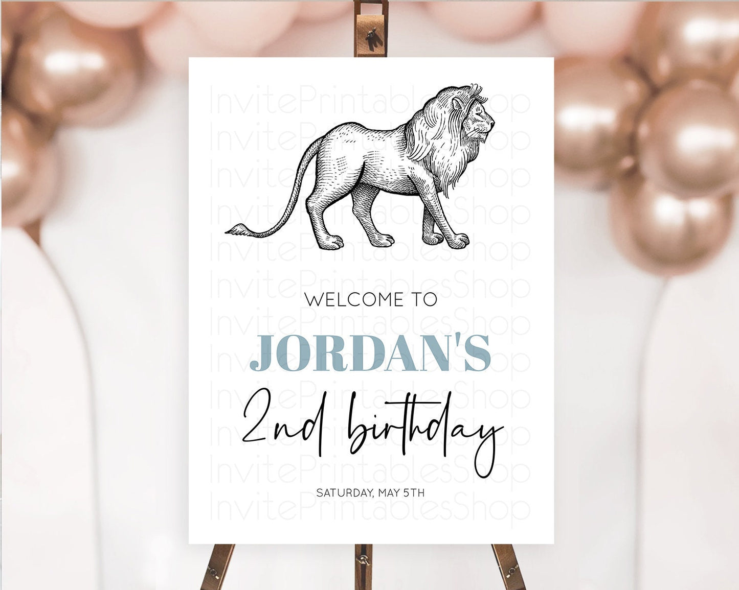 Lion Welcome Sign Lion Welcome Board Lion Party Welcome Poster Dried Palm Fern Safari Party Decor Lion First Birthday Welcome Sign D10246