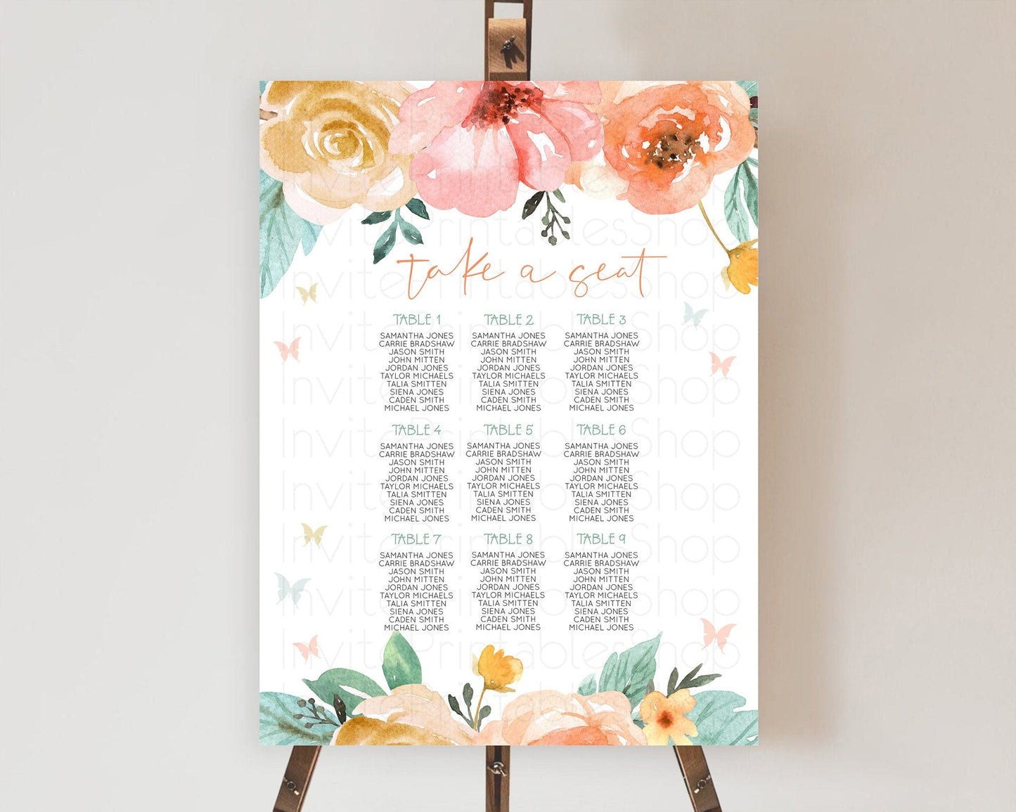 Secret Garden Seating Chart Wildflower Seating Chart Pastel Flowers Seating Chart Enchanted Garden Boho Floral Take A Seat Decor D10347