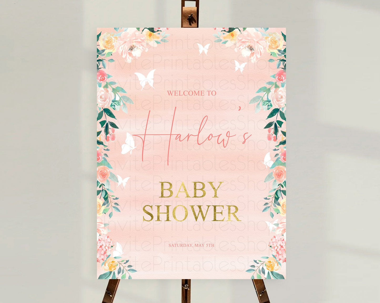 Secret Garden Baby Shower Welcome Sign Wildflower Welcome Board Pastel Flower Garden Welcome Poster Boho Wildflower Welcome Sign D10245