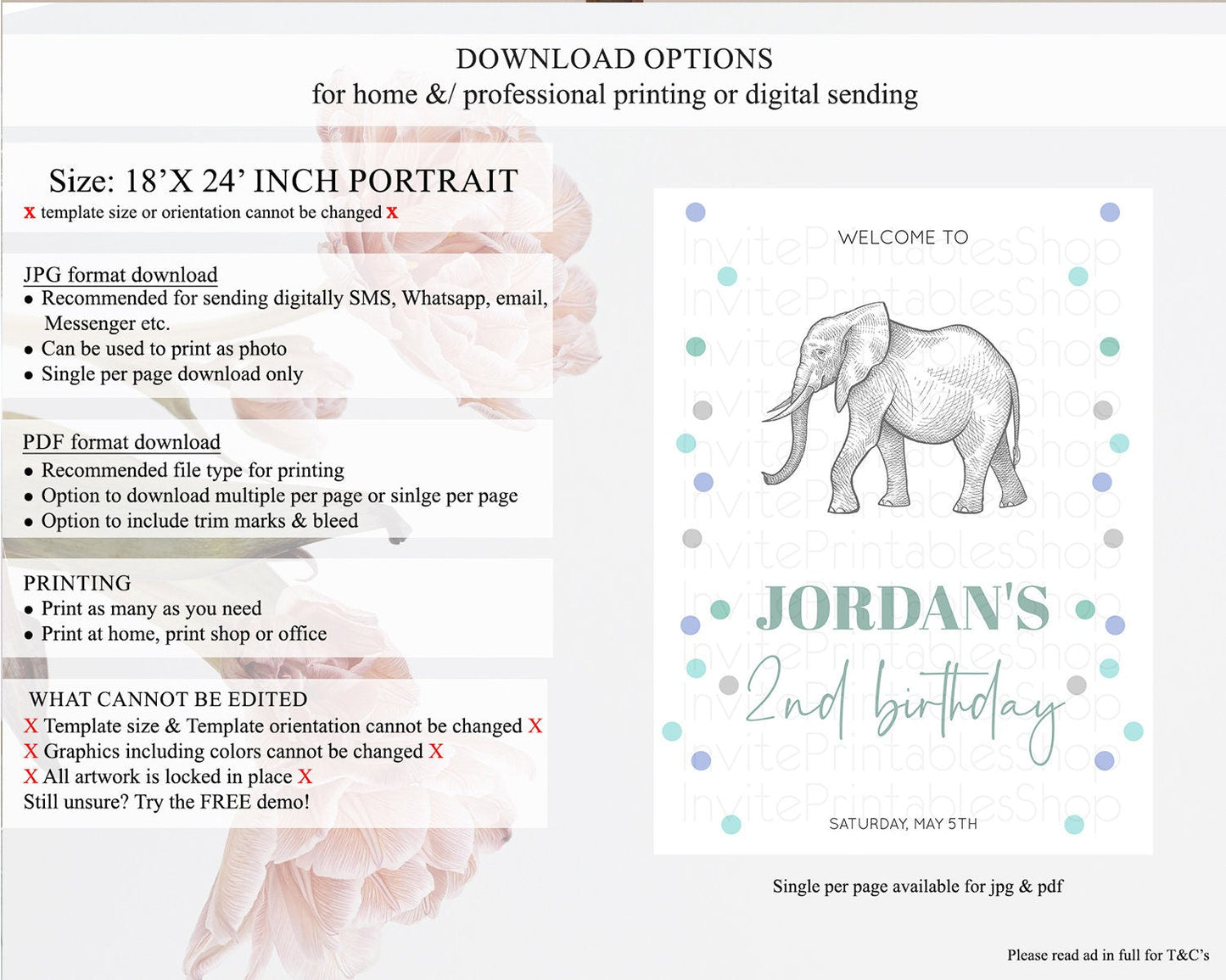Elephant Welcome Sign Elephant Welcome Board Elephant Party Welcome Poster Safari Party Decor Elephant First Birthday Welcome Sign D10859