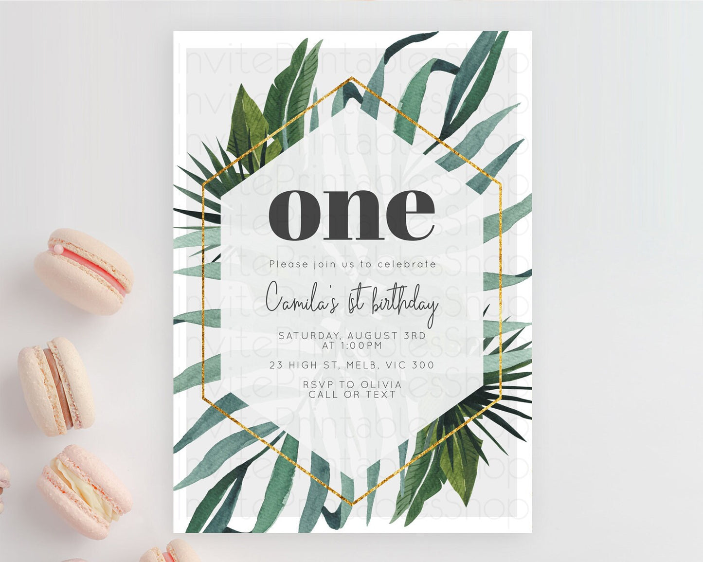 Tropical Invitation Tropical Birthday Invitation Tropical Floral Invitation Palm Leaf Fern Invite Frangipani White Orchid Invitation D11045