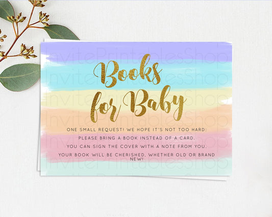 Pastel Books For Baby Card Pastel Rainbow Book Insert Colorful Ombre Watercolor Book Card Confetti Glitter Baby Book Poem Request D10510