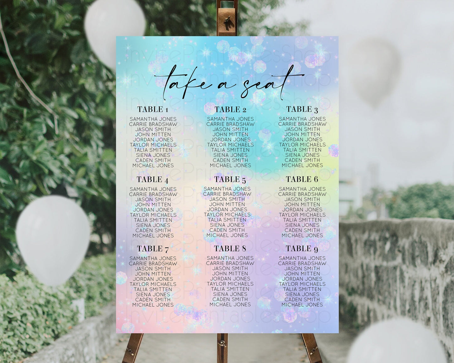 Rainbow Seating Chart Pastel Seating Chart Iridescent Sprinkles Colorful Pastel Watercolor Seating Sign Ombre Pastel Take A Seat D10665