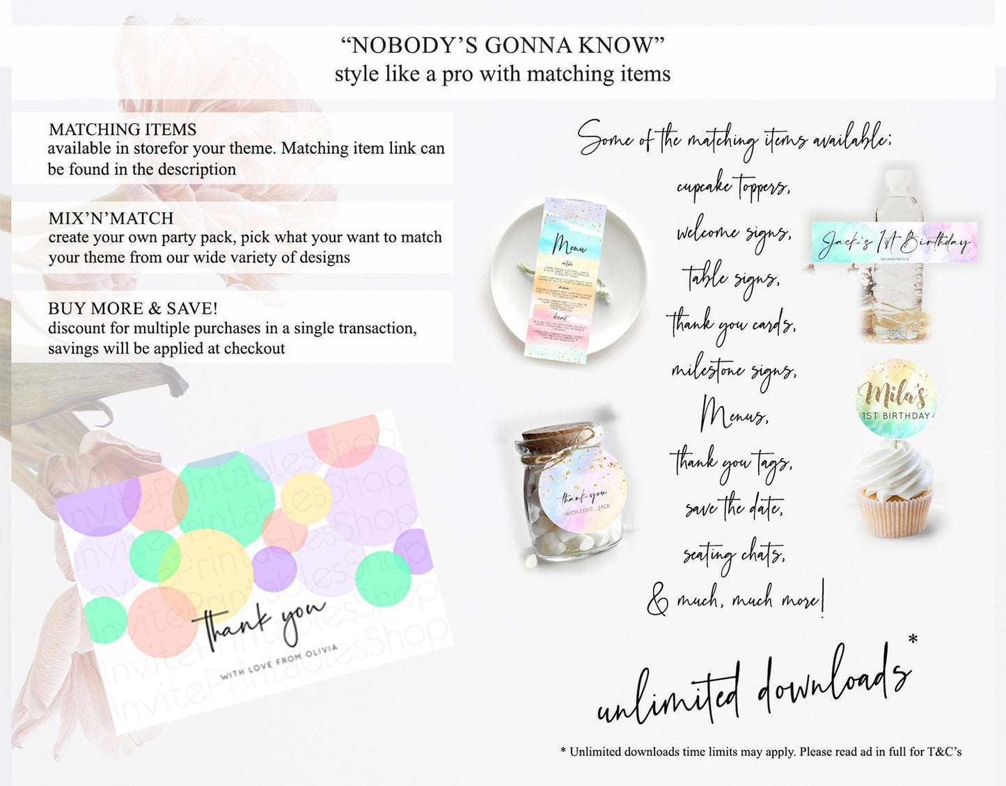 Rainbow Thank You Pastel Thank You Card Pastel Rainbow Birthday Thank You Confetti Colorful Pastel Cards Teacher Thank You Cards D10380