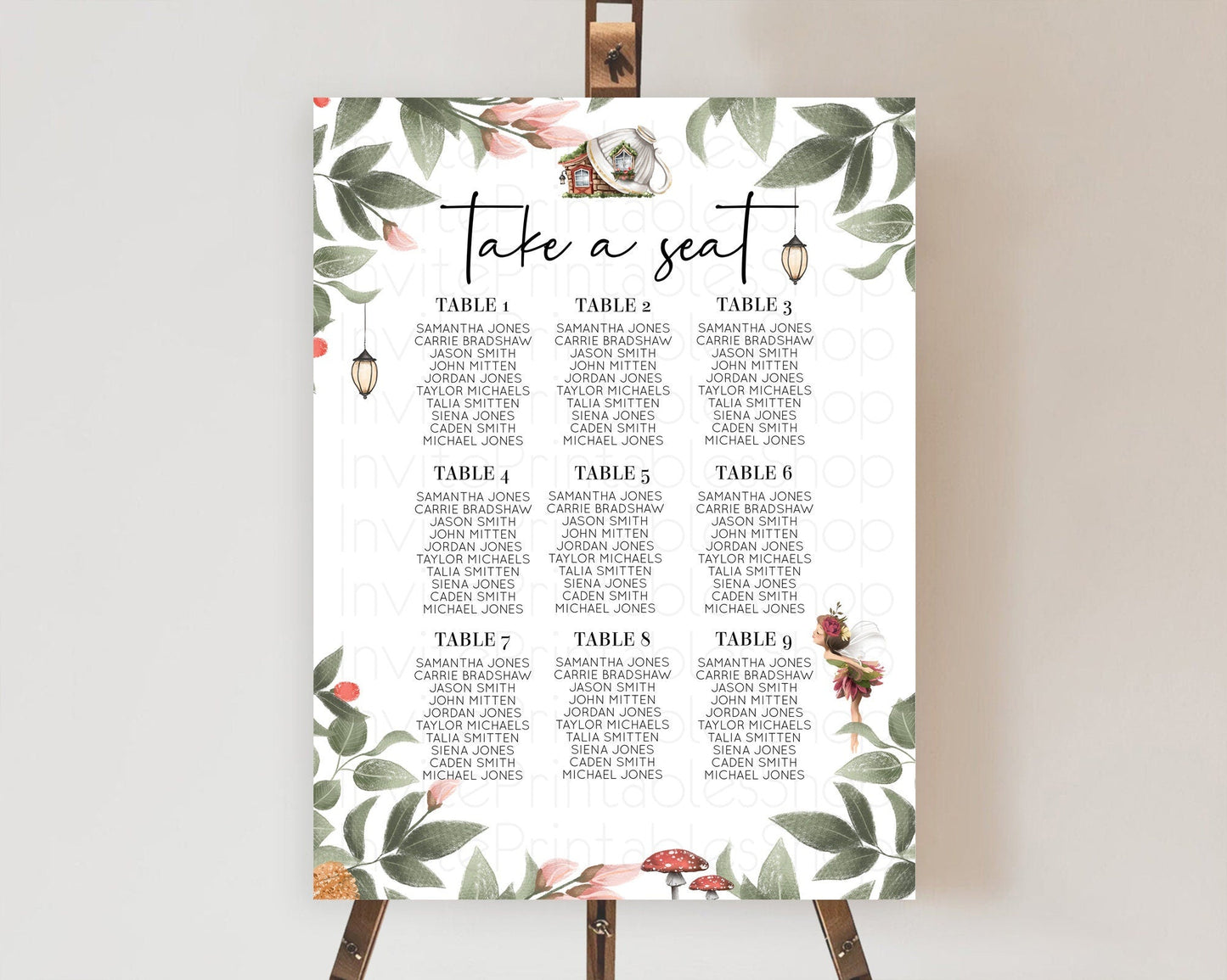 Fairy Seating Chart Pastel Fairy Seating Chart Fairy Tea Party Fairy Garden Seating Sign Enchanted Garden Floral Butterfly Decor D10851