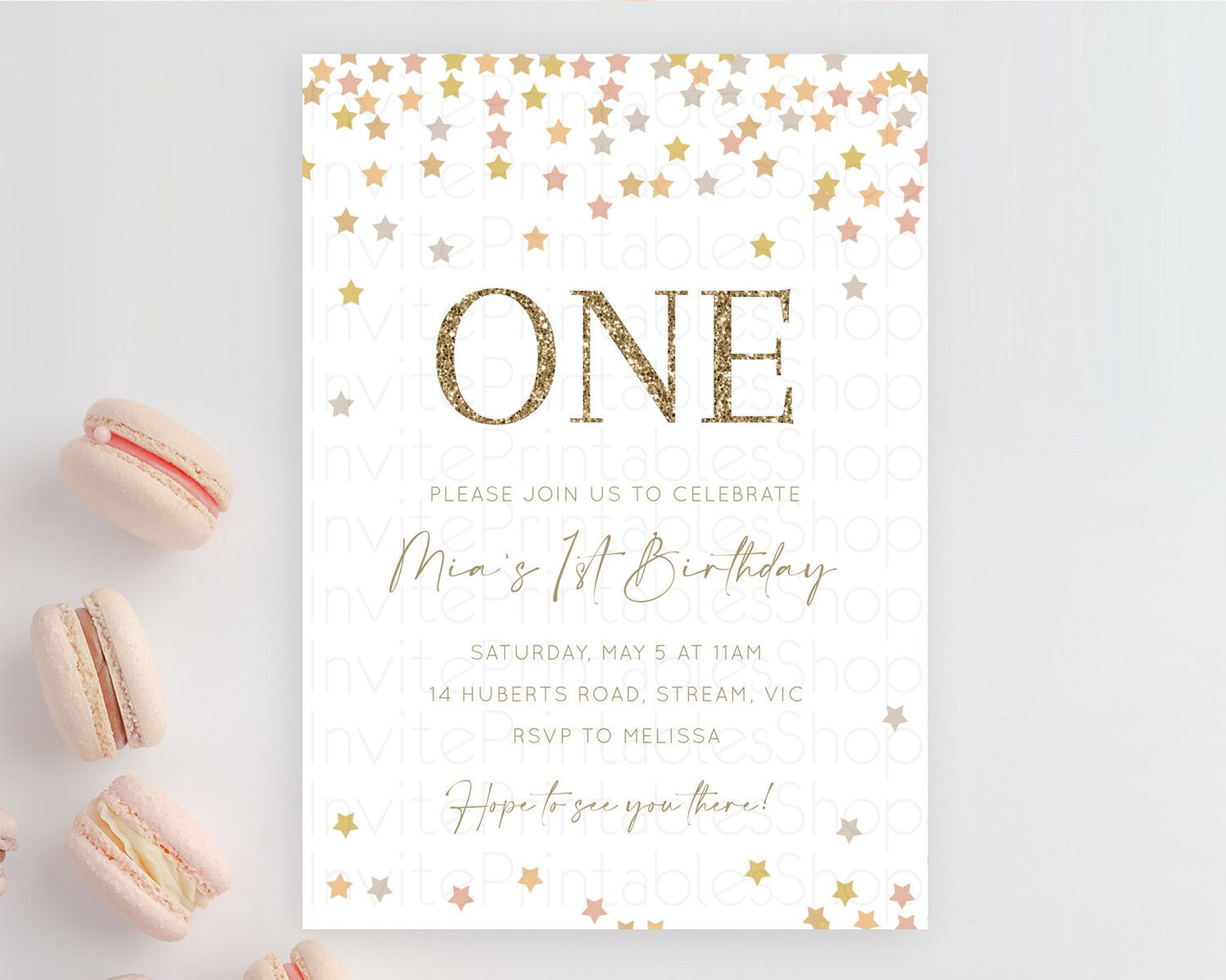 Star Birthday Invitation Pastel Stars Invite Shooting Star Party Rainbow Colorful Confetti Twinkle Little Star 2nd First Birthday D10342