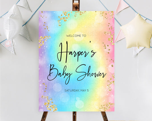 Editable Tie Dye Baby Shower Welcome Board Rainbow Tie Dye Welcome Sign Past