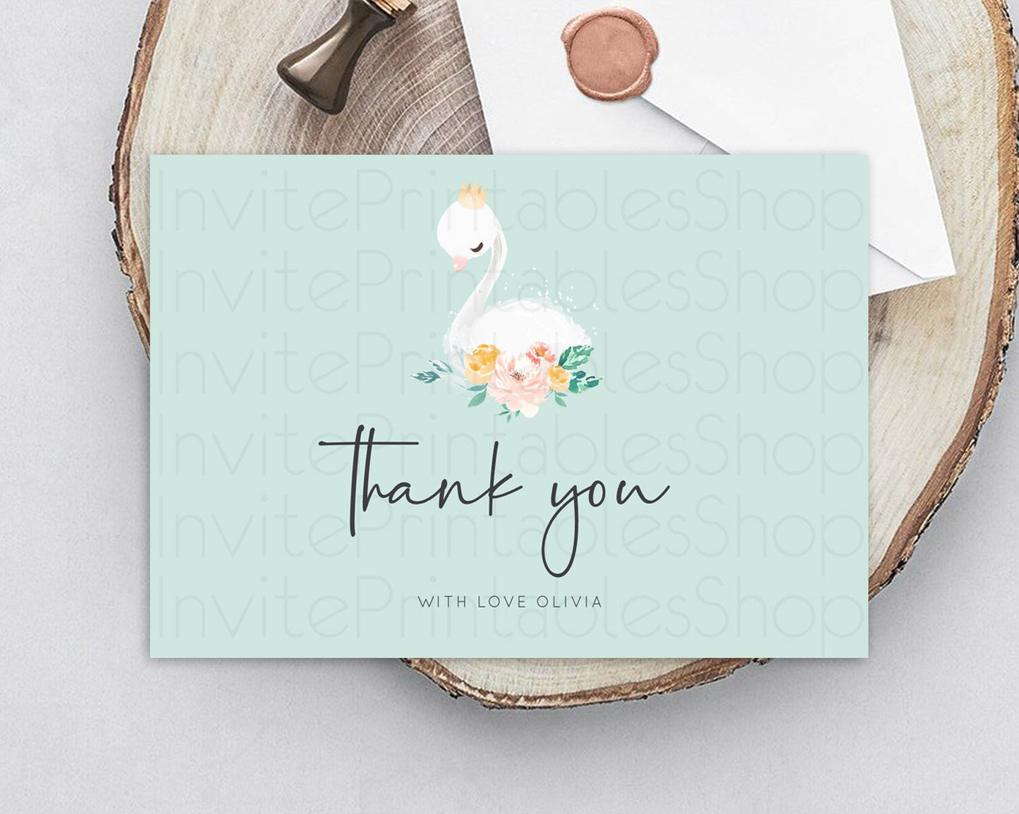 Swan Thank You Swan Princess Ballet Thank You Card Swan Lake Birthday Thank You Cards Secret Garden Pastel Floral Teacher Thank You D10905