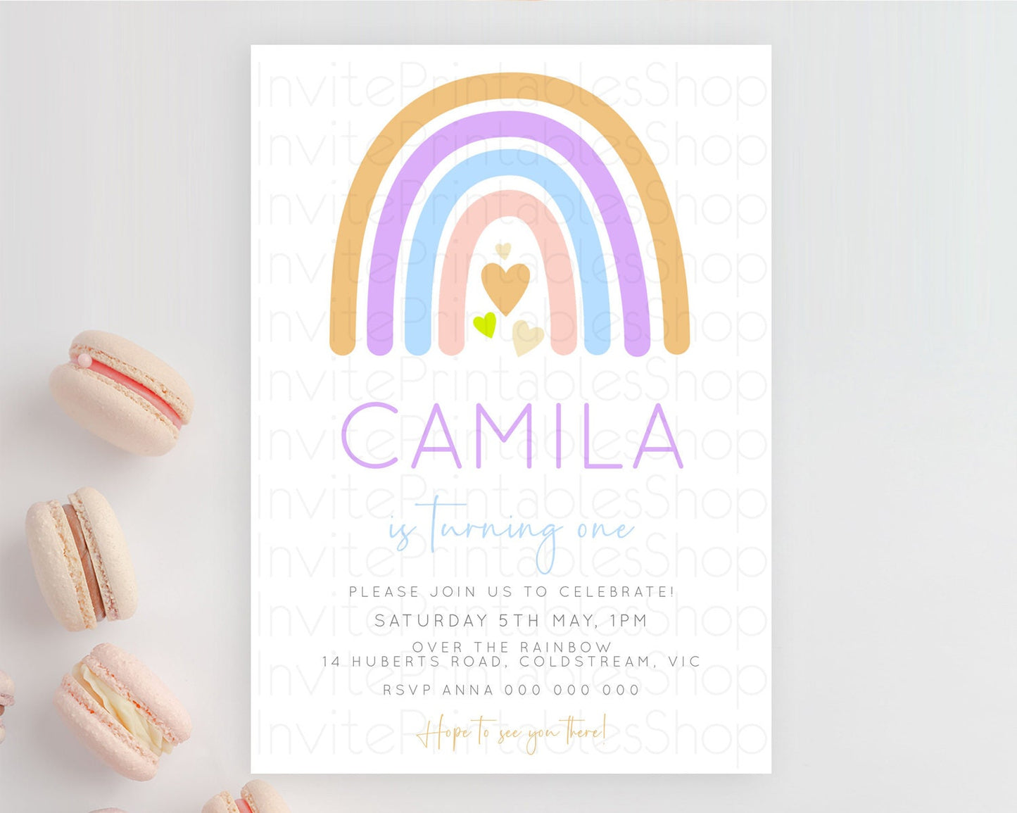 Pastel Rainbow Birthday Invitation Pastel Rainbow Invitation Rainbow Invitation Pastel Invitation Boho Rainbow 1st First Birthday D10238