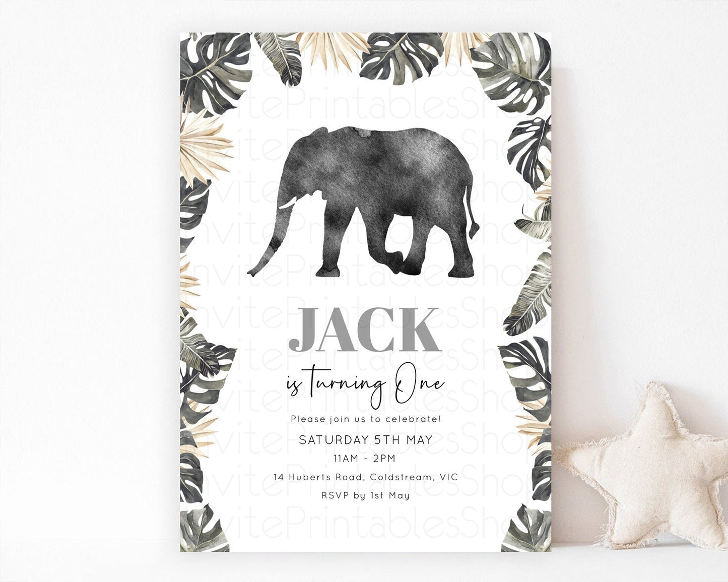 Elephant Birthday Invitation Elephant Invitation Elephant Birthday Safari Elephant Party TWO Wild ONE Jungle Adventure Zoo Birthday D10803