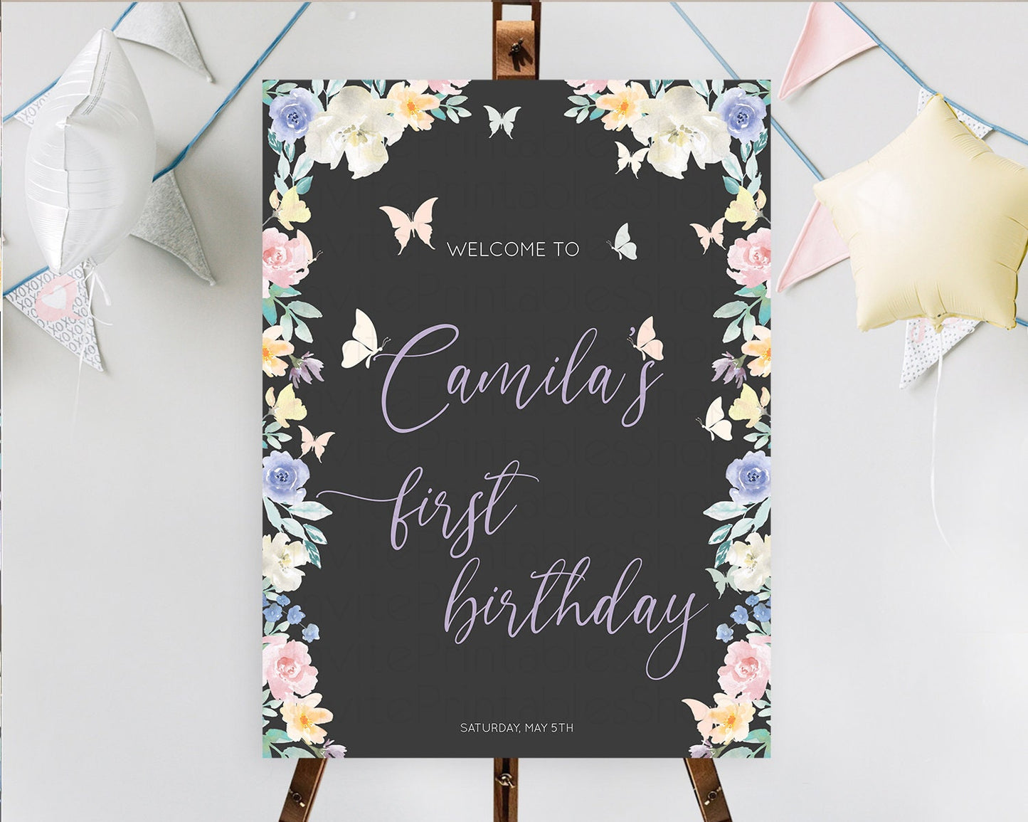 Secret Garden Welcome Sign Wildflower Welcome Board Pastel Flower Garden Welcome Poster Boho Wildflower First Birthday Welcome Sign D10322