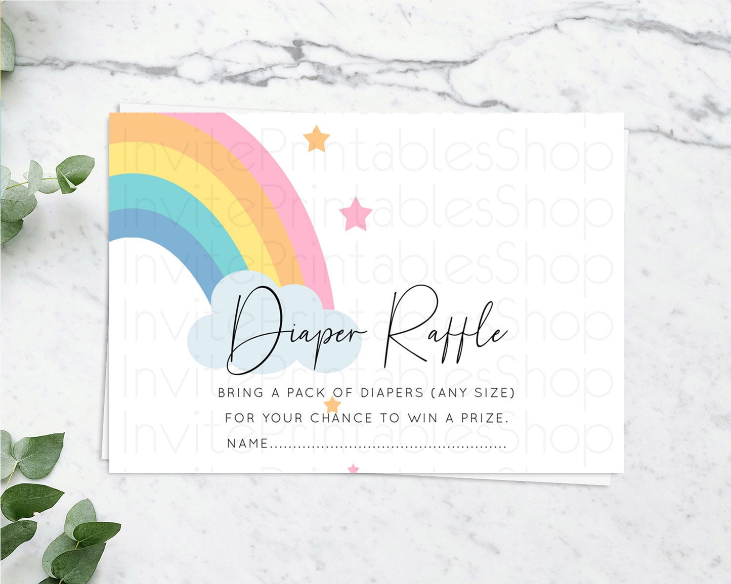 Editable Pastel Rainbow Diaper Raffle Card Boho Rainbow Diaper Insert Boho R