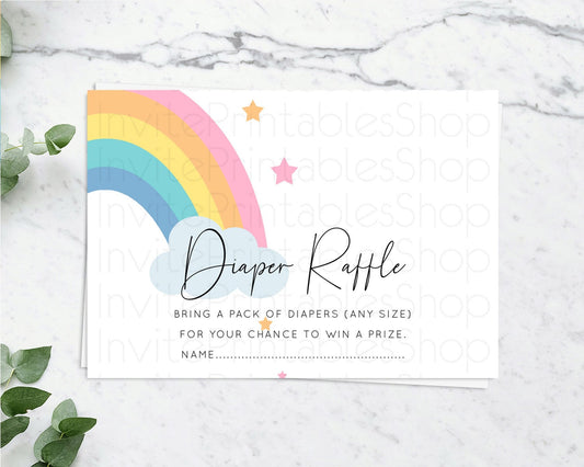 Editable Pastel Rainbow Diaper Raffle Card Boho Rainbow Diaper Insert Boho R